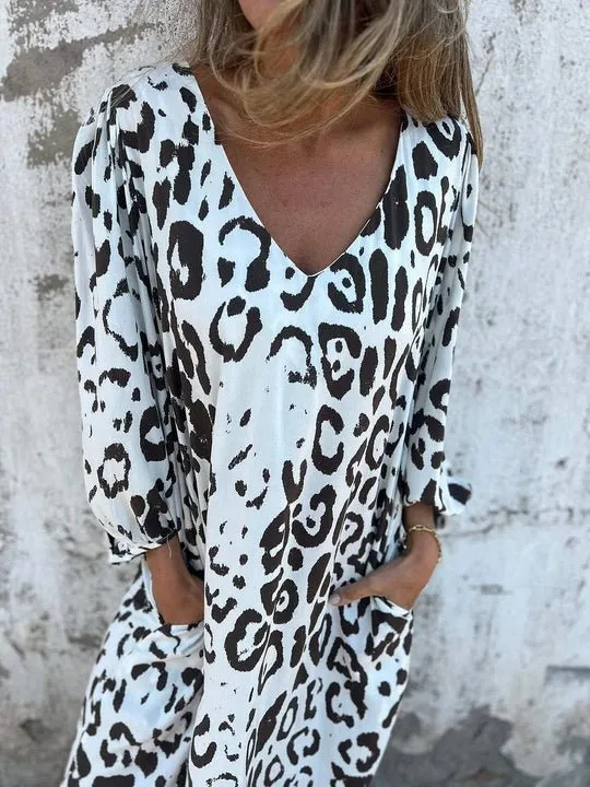 Amberly® | Stylish Loose Leopard Print Dress