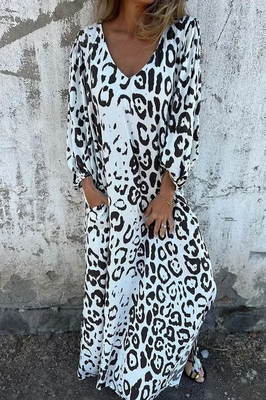 Amberly® | Stylish Loose Leopard Print Dress