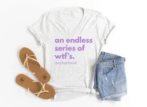 An Endless Series of WTFs - Bella   Canvas Ash Vneck Unisex Tee | Purple ink