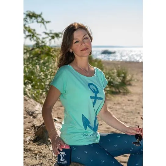 Anchor Scoop Neck Tee - Seafoam