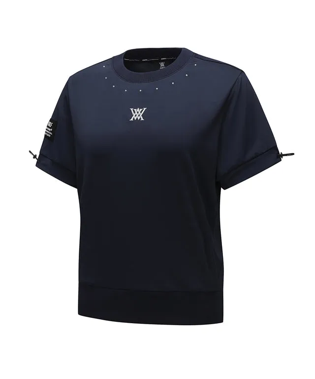 ANEW Golf: Women Beads Point Crop Short Sleeve  T-Shirt - Navy