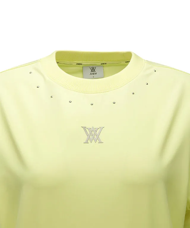 ANEW Golf: Women Beads Point Crop Short Sleeve  T-Shirt - Yellow