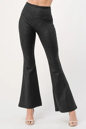 Antiqued Leatherette Bell Bottom Leggings
