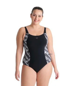 Arena Bodylift Women's Emma U Back B-Cup Plus Swimsuit - Black-Black Multi