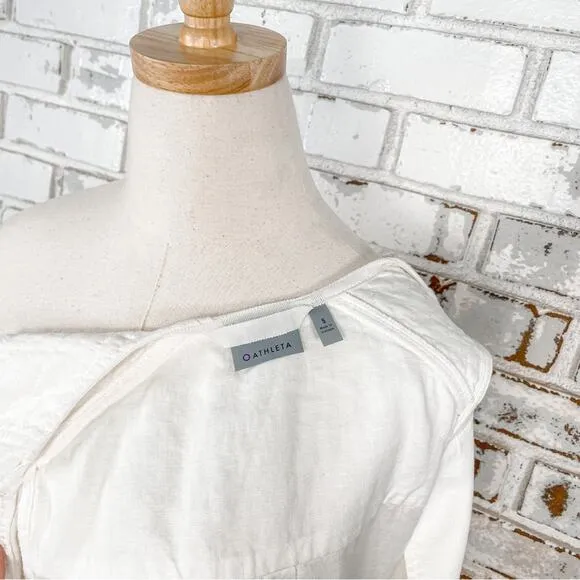Athleta Wander bout White Linen Sleeveless Belted Utilitarian Sleeveless Vest S