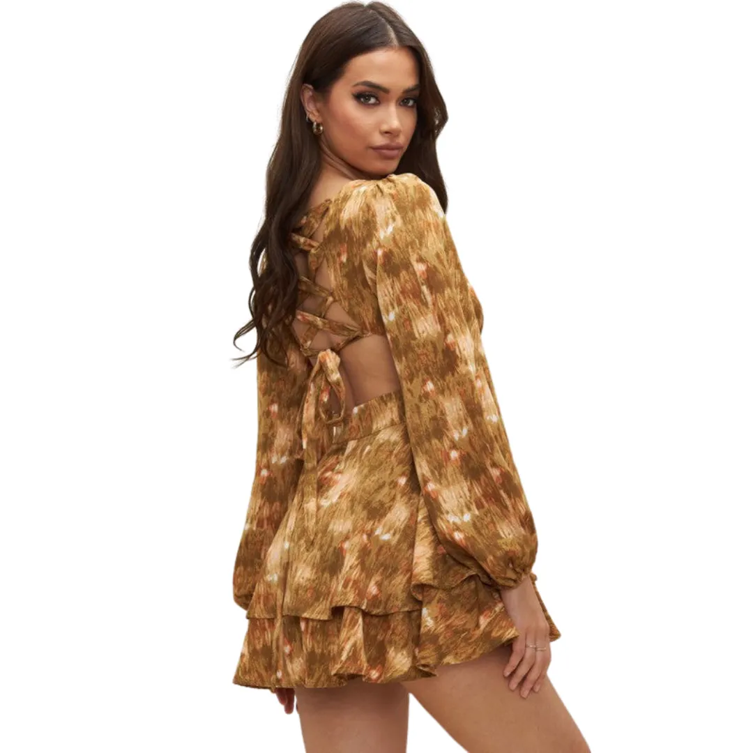 AURORA LONGSLEEVE LACEUP ROMPER