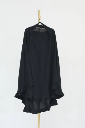 Ayman One Layer Ruffle Edge Khimar Hijab in Black