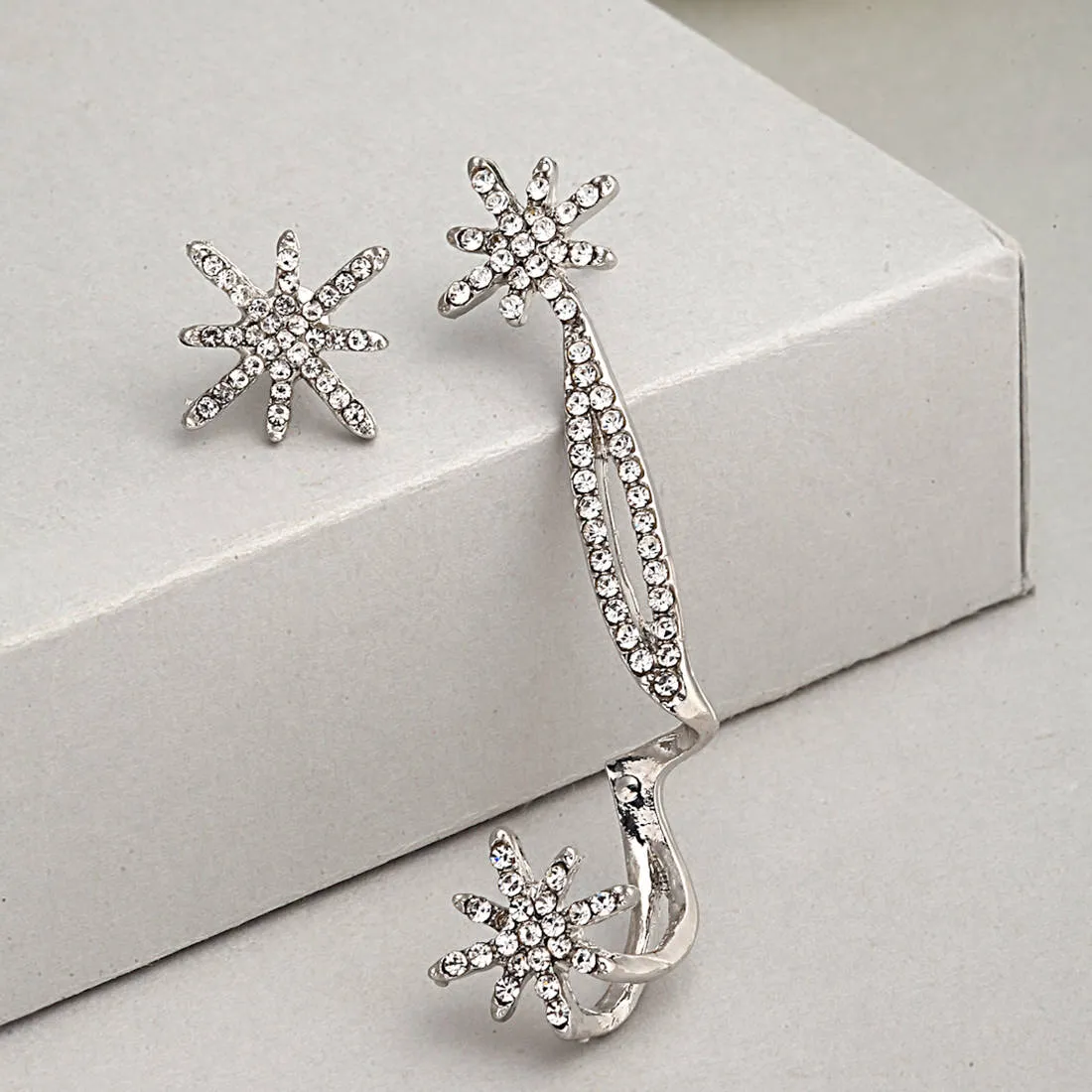 Baroque Snowflake Ear Clips