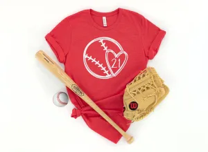 Baseball Heart Number - Custom Adult Unisex Tee