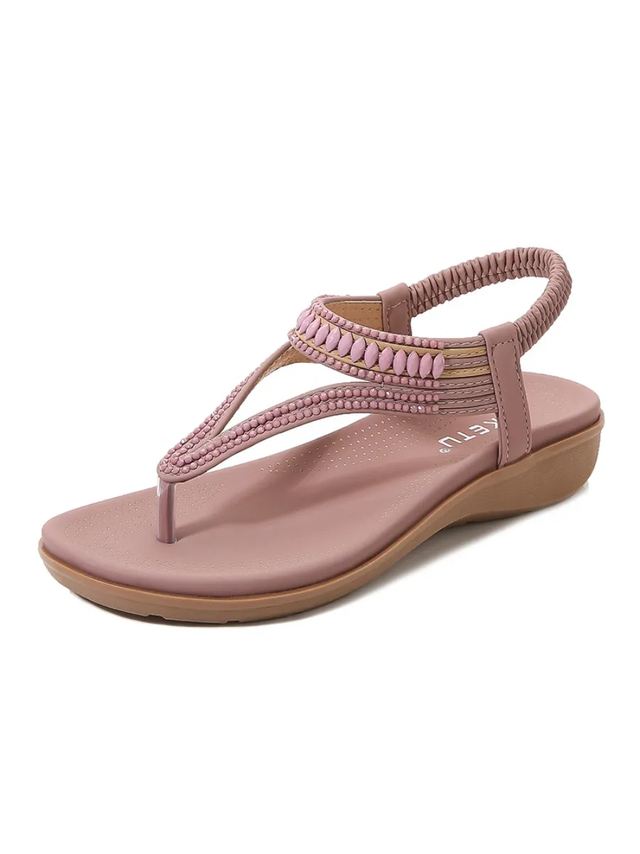 Beaded Slingback Slides Flat Sandals - Siketu
