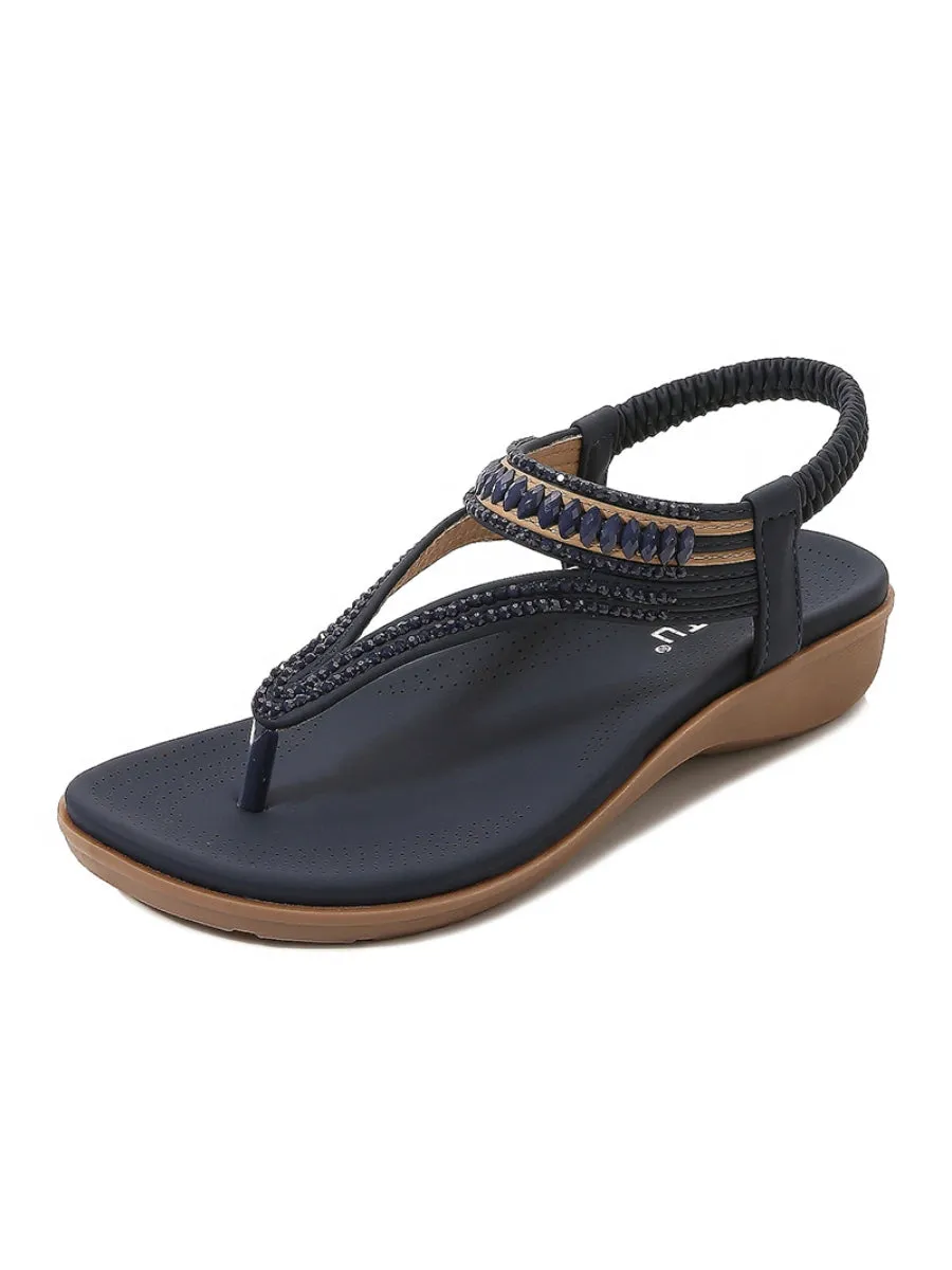 Beaded Slingback Slides Flat Sandals - Siketu