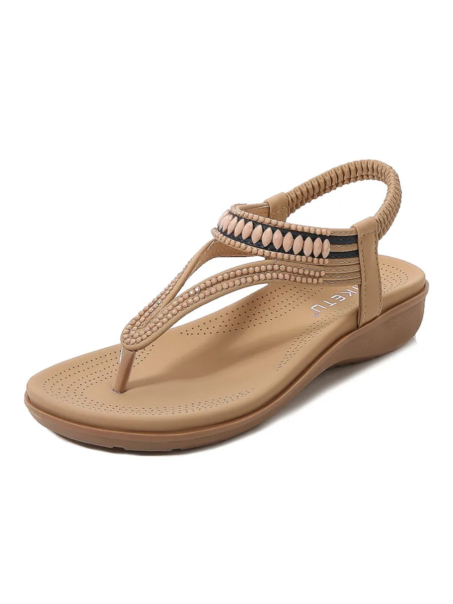 Beaded Slingback Slides Flat Sandals - Siketu