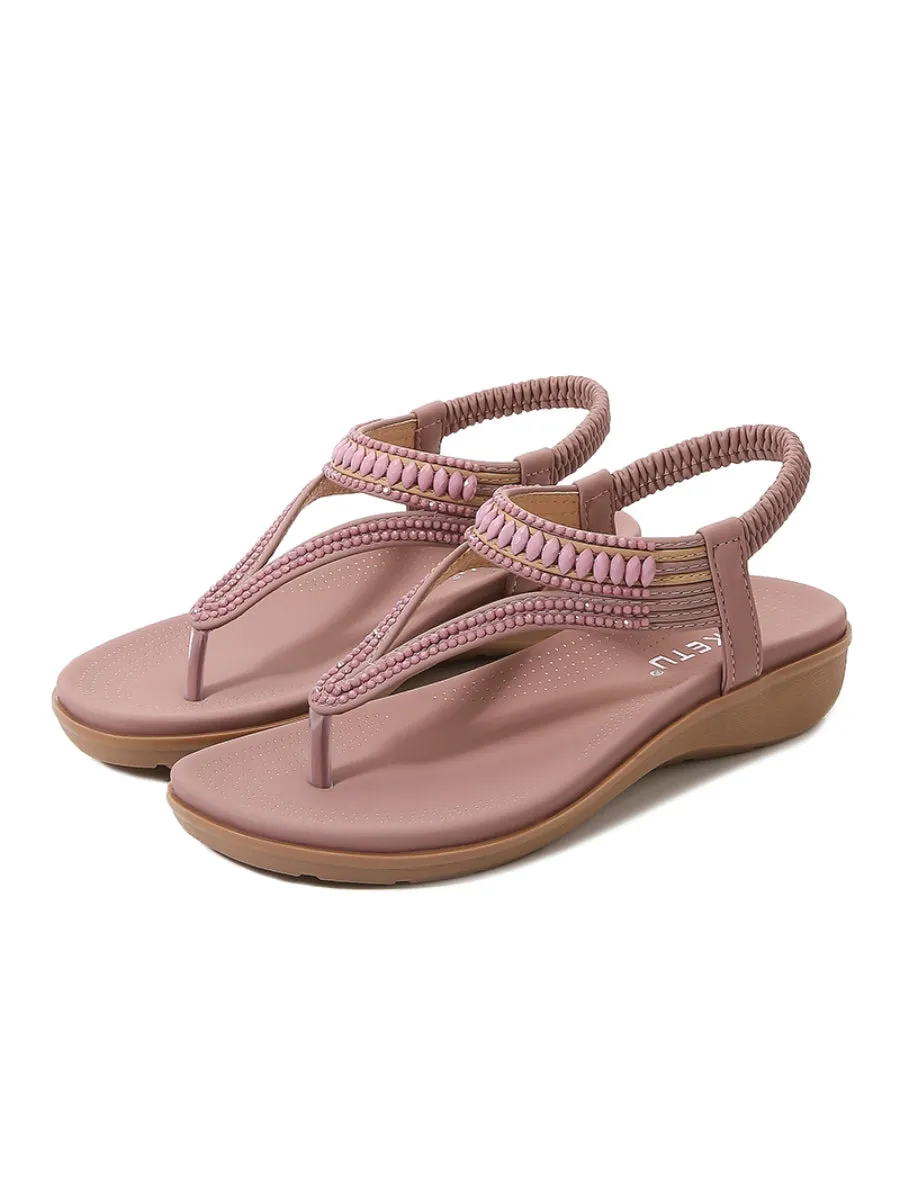 Beaded Slingback Slides Flat Sandals - Siketu