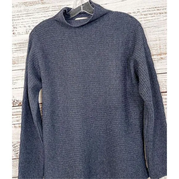 Benedetta B Women's Merino Wool Cashmere Blend Knit Pullover Sweater Navy Medium