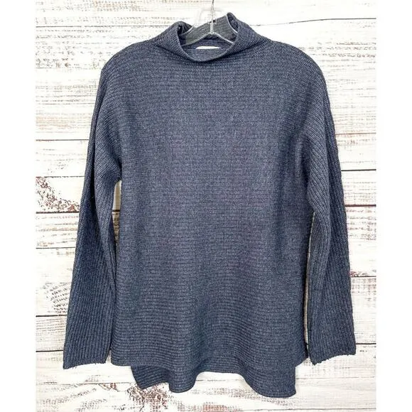 Benedetta B Women's Merino Wool Cashmere Blend Knit Pullover Sweater Navy Medium