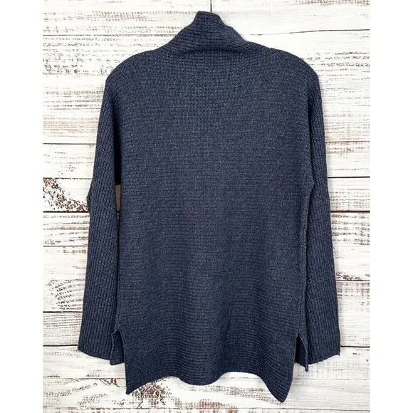 Benedetta B Women's Merino Wool Cashmere Blend Knit Pullover Sweater Navy Medium