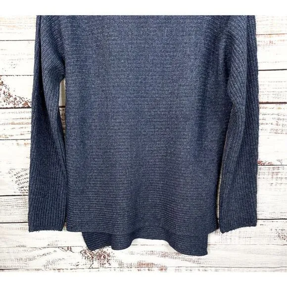 Benedetta B Women's Merino Wool Cashmere Blend Knit Pullover Sweater Navy Medium