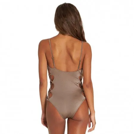Billabong Women's Sol Searcher One Piece Swimsuit | Black Pebble, Clay, Chili Pepper