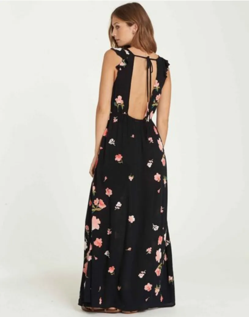 Billabong Women's Wind Flutter Floral Maxi Dress | Black