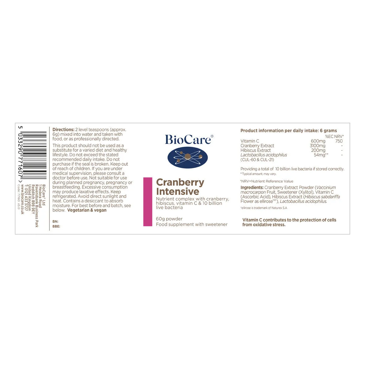 BioCare Cranberry Intensive 60g Powder