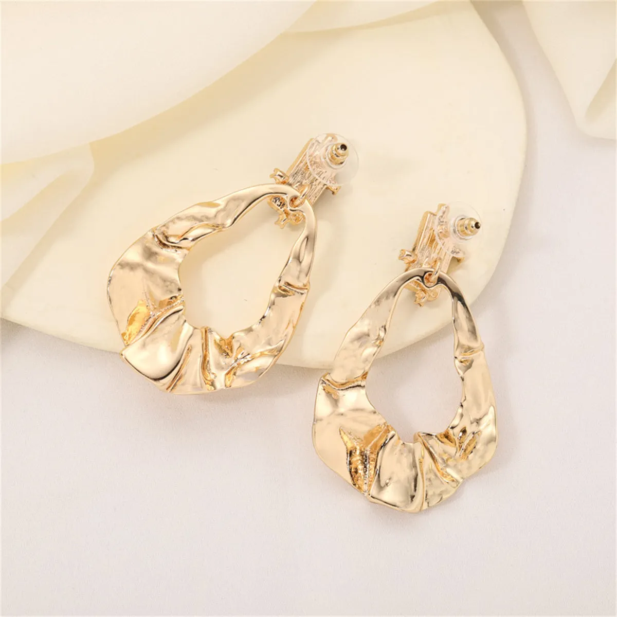 Black Crystal & Cubic Zirconia Textured Open Drop Earrings