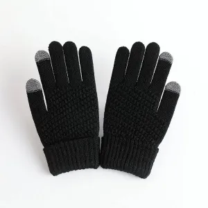 Black Knitted Warm Gloves