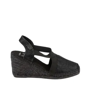 Black Metallic Wedge Espadrille - Triton-7BK