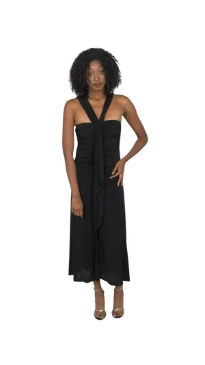 Black Off Shoulder Sleeveless Midi Dress