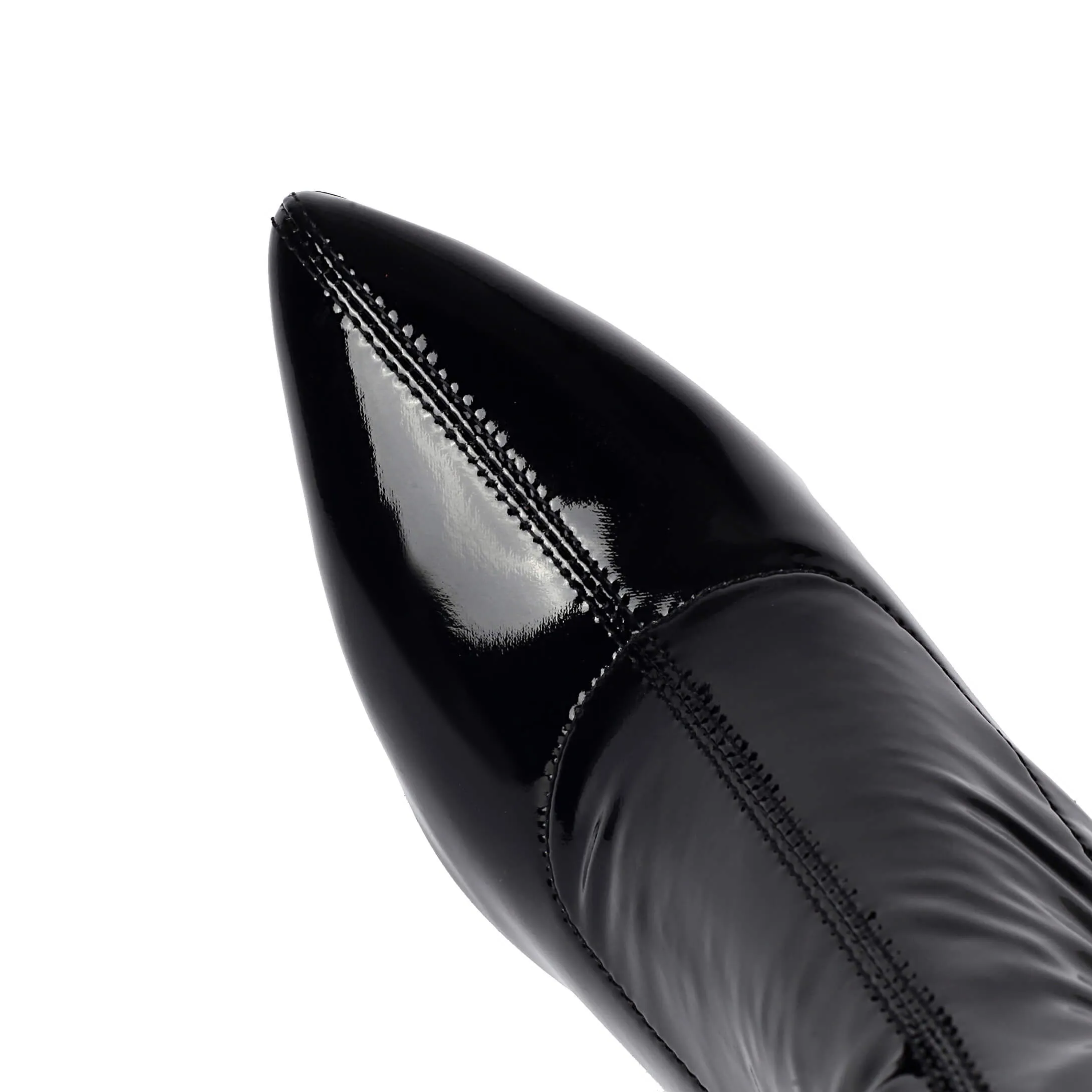 Black Patent Closed Toe Over-the-Knee Boots