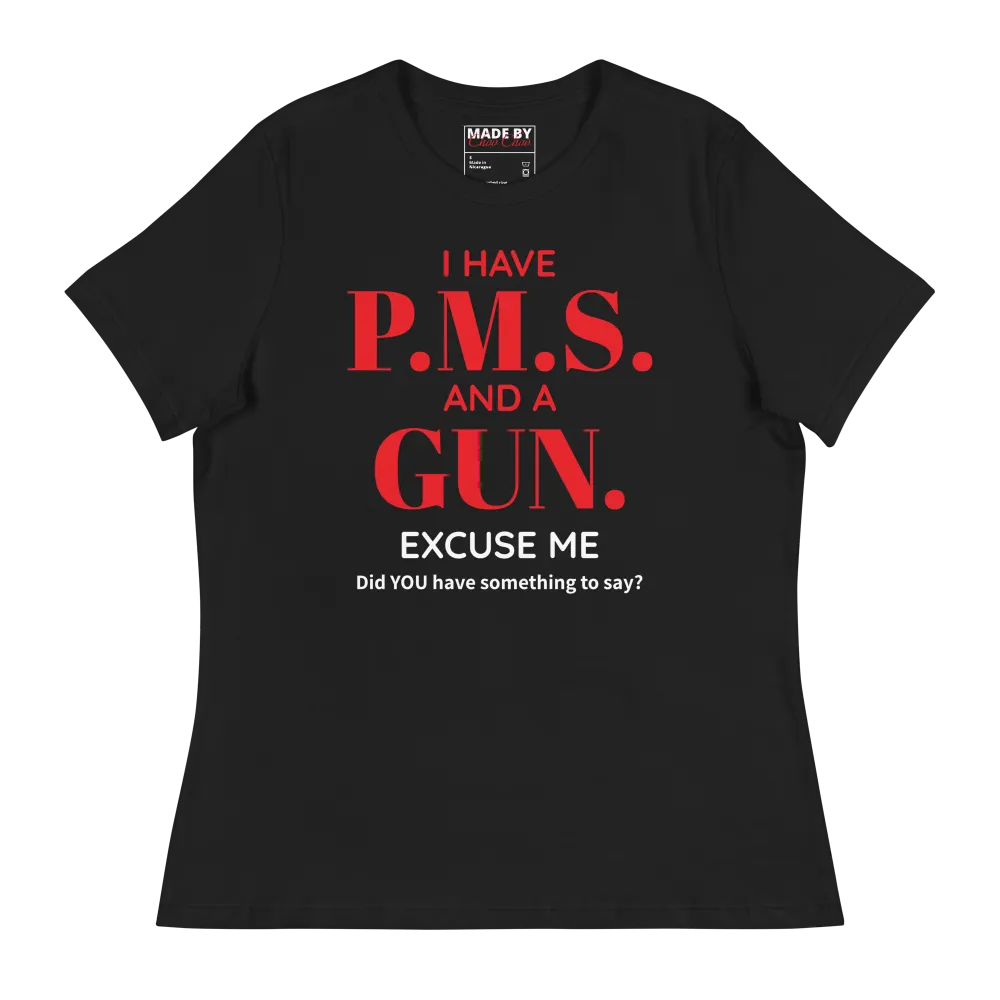 Black PMS & Gun Women's Relaxed T-Shirt
