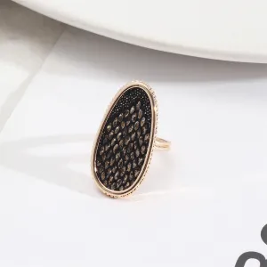 Black Polystyrene & 18K Gold-Plated Textured Drop Ring