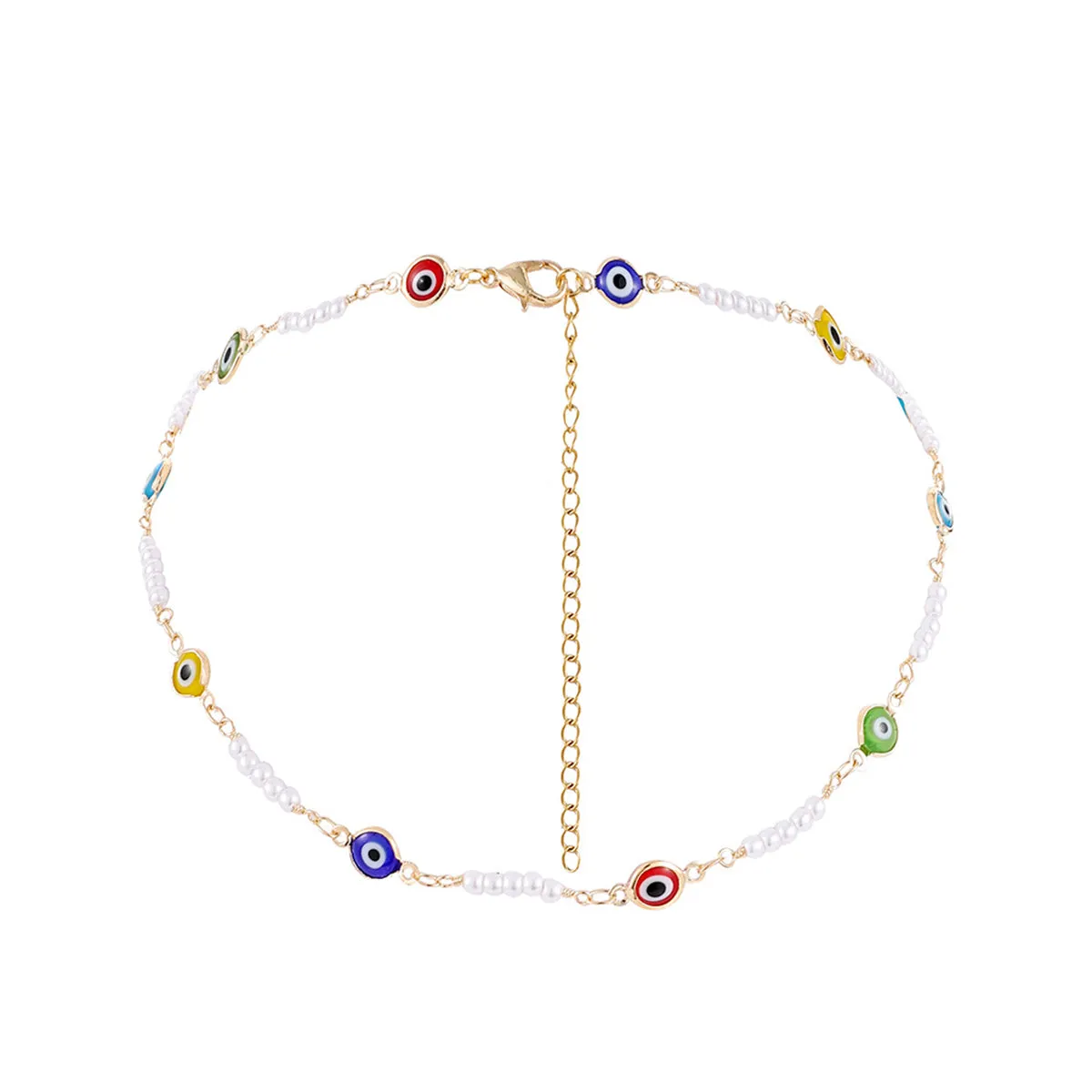 Blue Acrylic & Pearl 18K Gold-Plated Eye Station Necklace