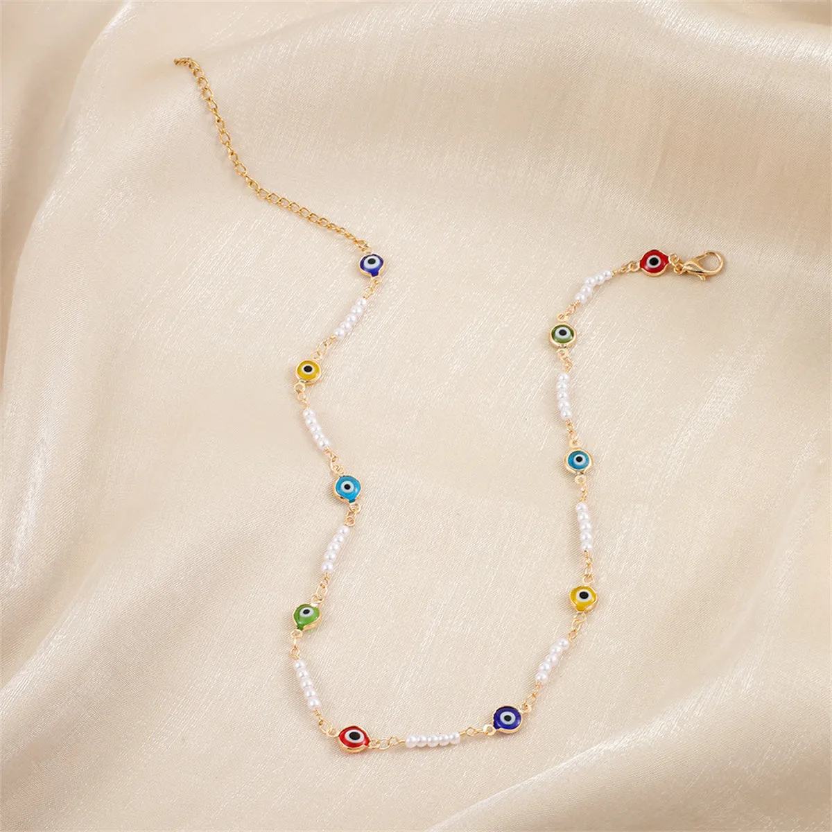 Blue Acrylic & Pearl 18K Gold-Plated Eye Station Necklace