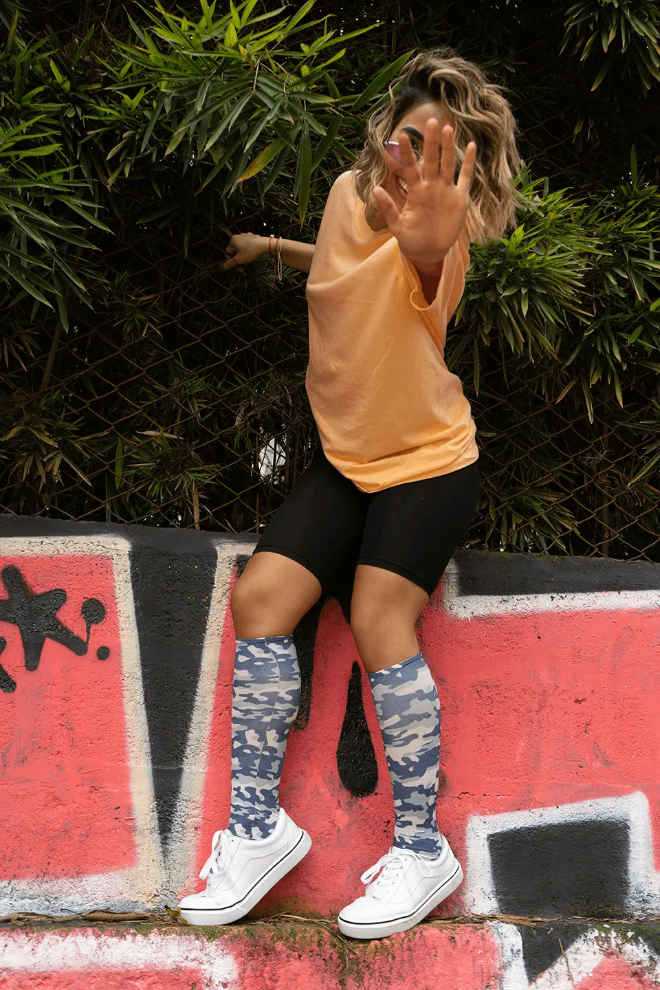 Blue Camo Knee Highs