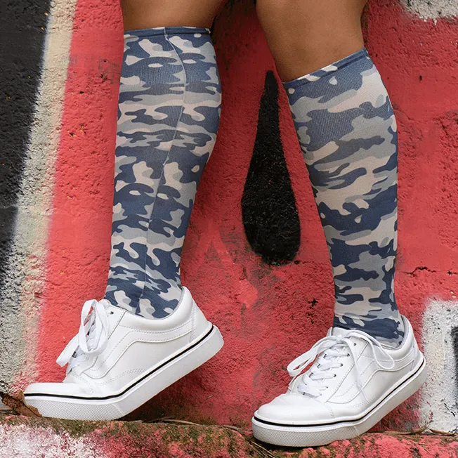 Blue Camo Knee Highs