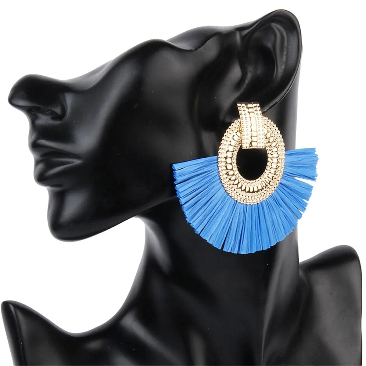 Blue Rattan & 18K Gold-Plated Fan Drop Earrings
