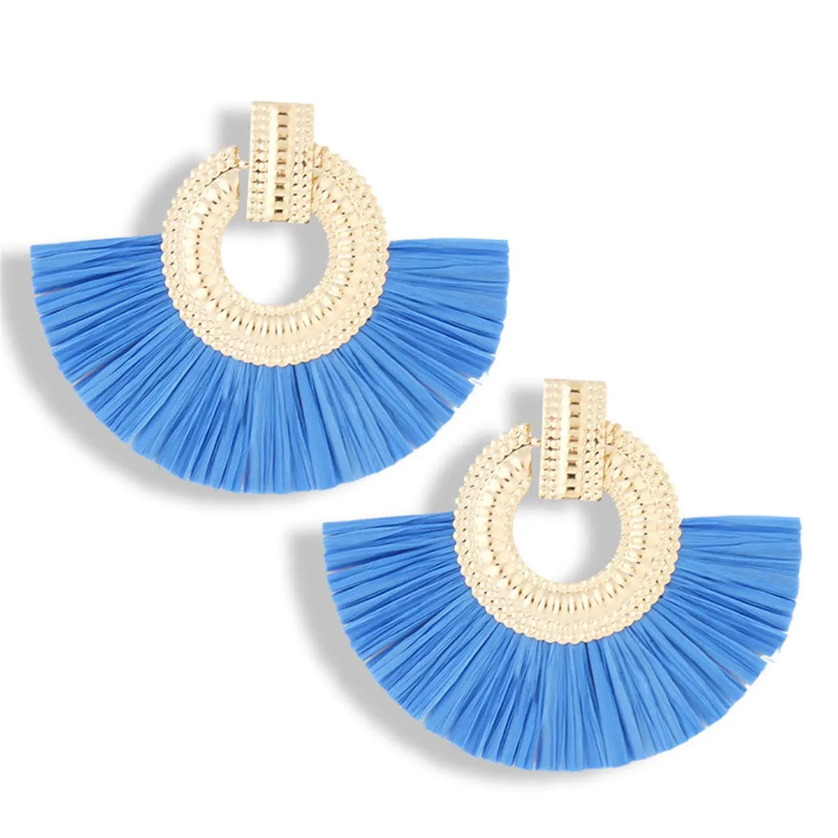 Blue Rattan & 18K Gold-Plated Fan Drop Earrings