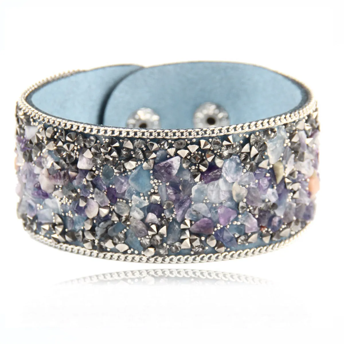 Blue Resin & Cubic Zirconia 18K Gold-Plated Bracelet