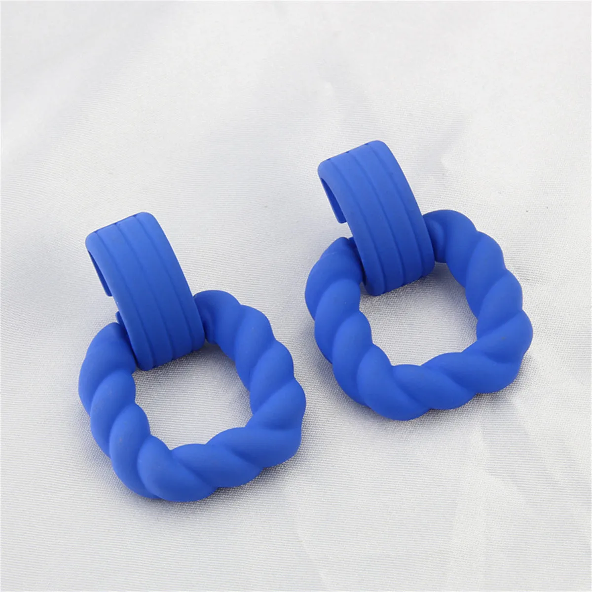 Blue Resin & Silver-Plated Twine Square Drop Earrings