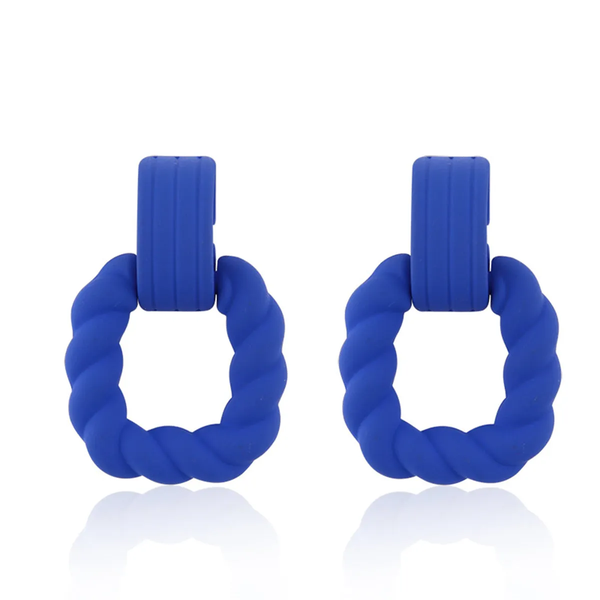 Blue Resin & Silver-Plated Twine Square Drop Earrings