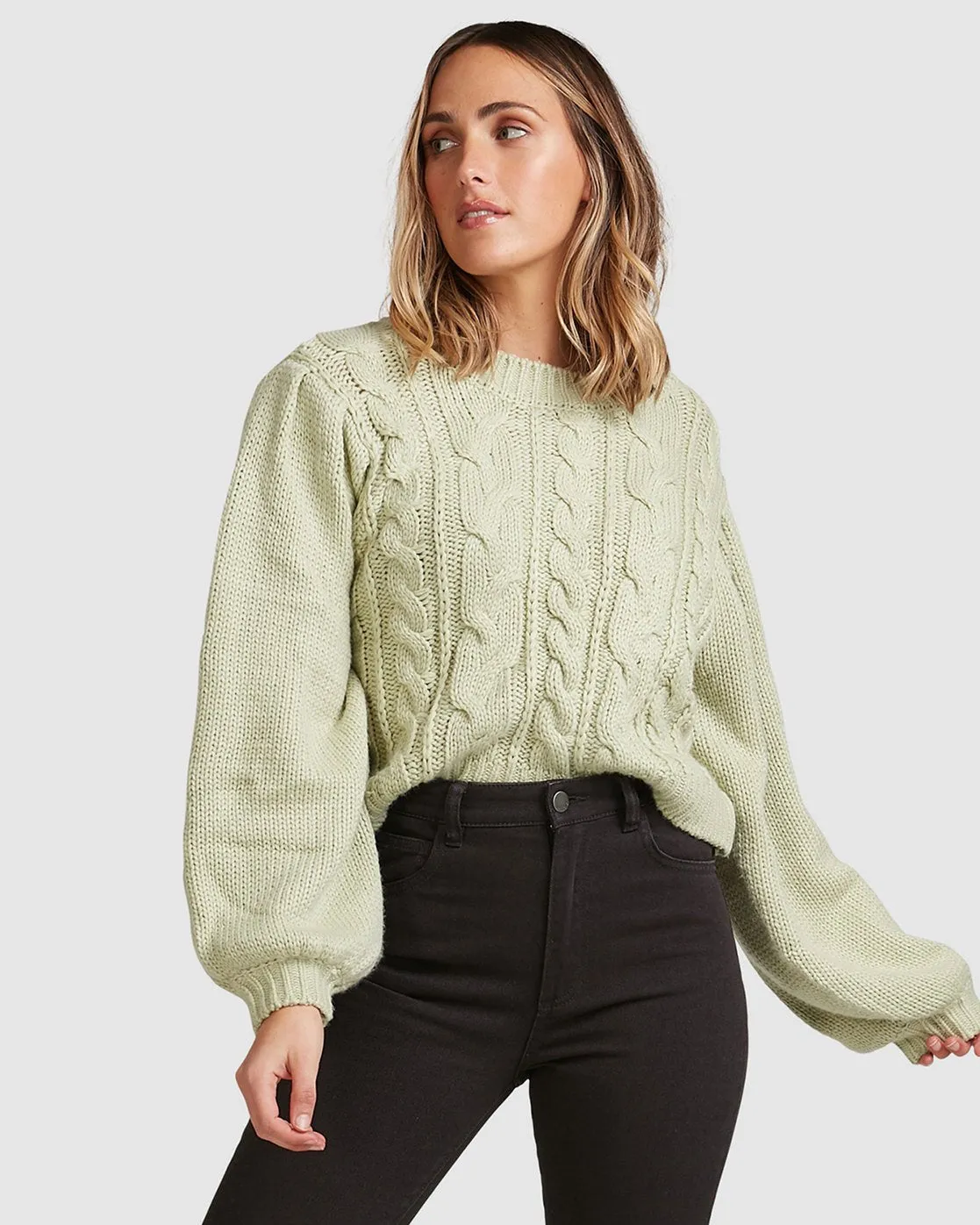 Bluesday Cable Knit Crew