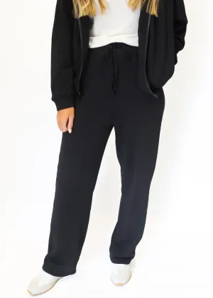 Bobi Straight Leg High Waist Sweatpants - Black