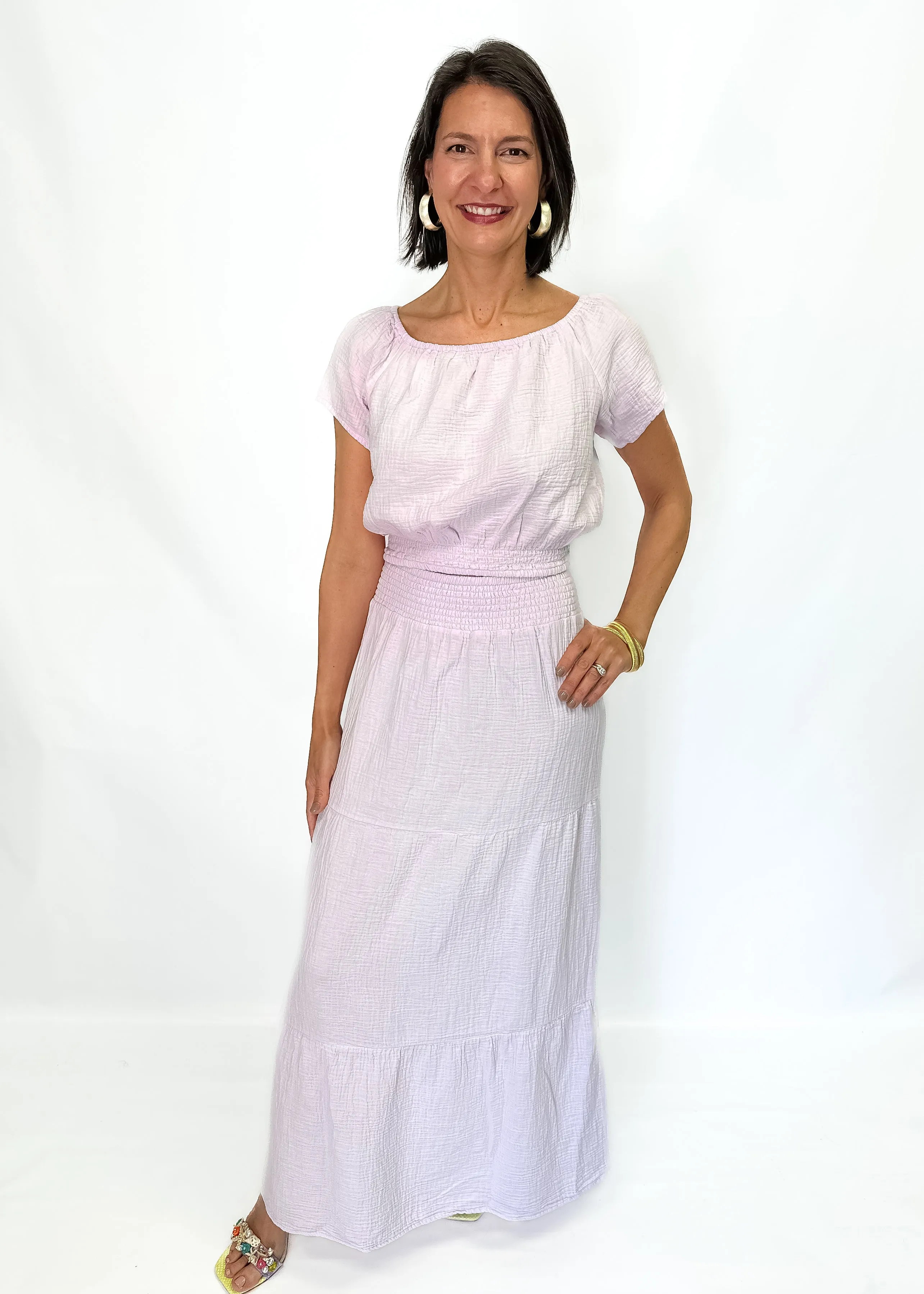 Bobi Tiered Maxi Skirt - Hydrangeas