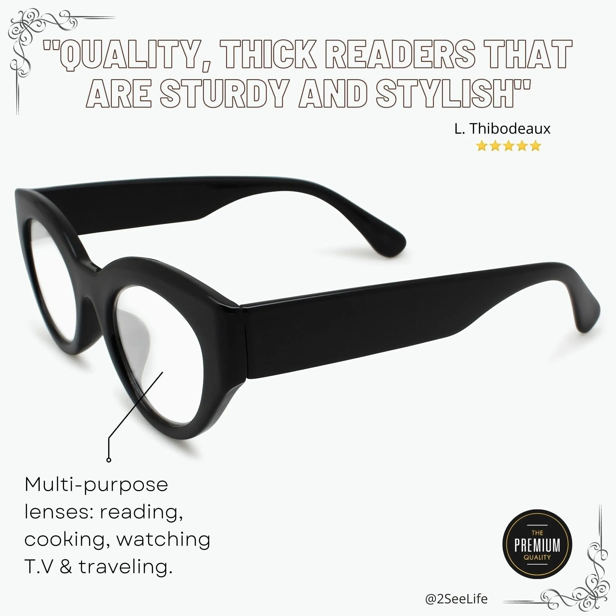 Bold Cat Eye Reading Glasses for Women | R-695