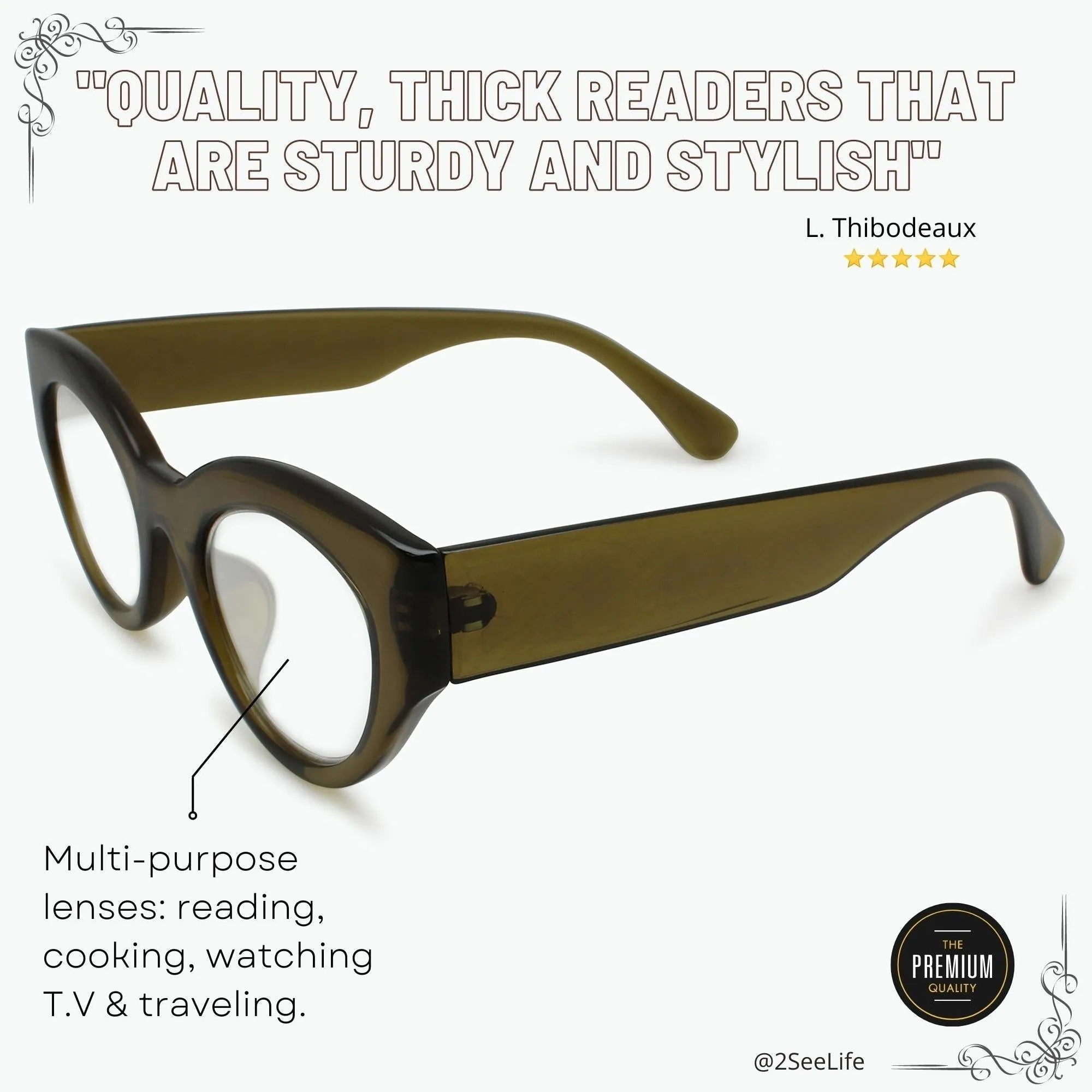 Bold Cat Eye Reading Glasses for Women | R-695