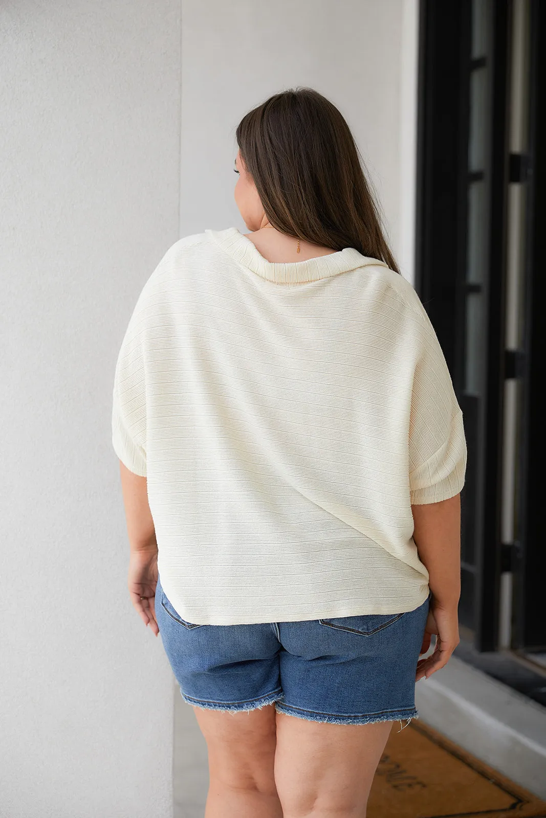 Brianna Boxy Crop Top in Cream