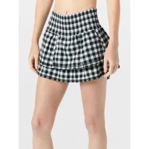Bubble Women's Ruffle Skirt (Skort,) Size XL Black Gingham