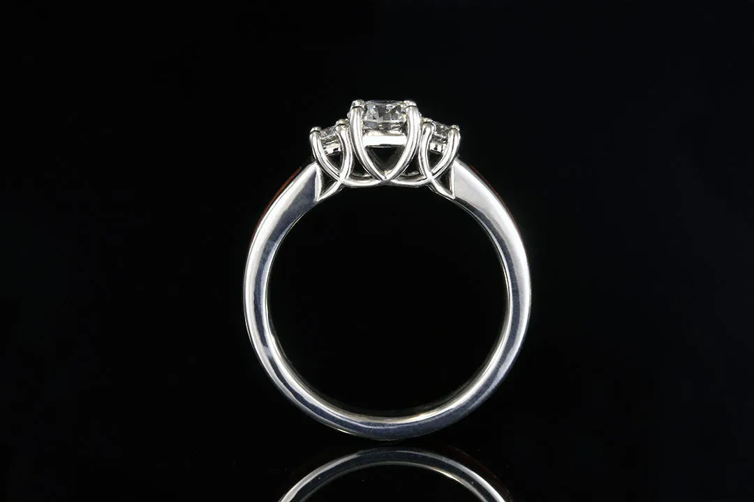 BUBINGA WATERFALL 14K WHITE GOLD DIAMOND 3 STONE CURVE RING