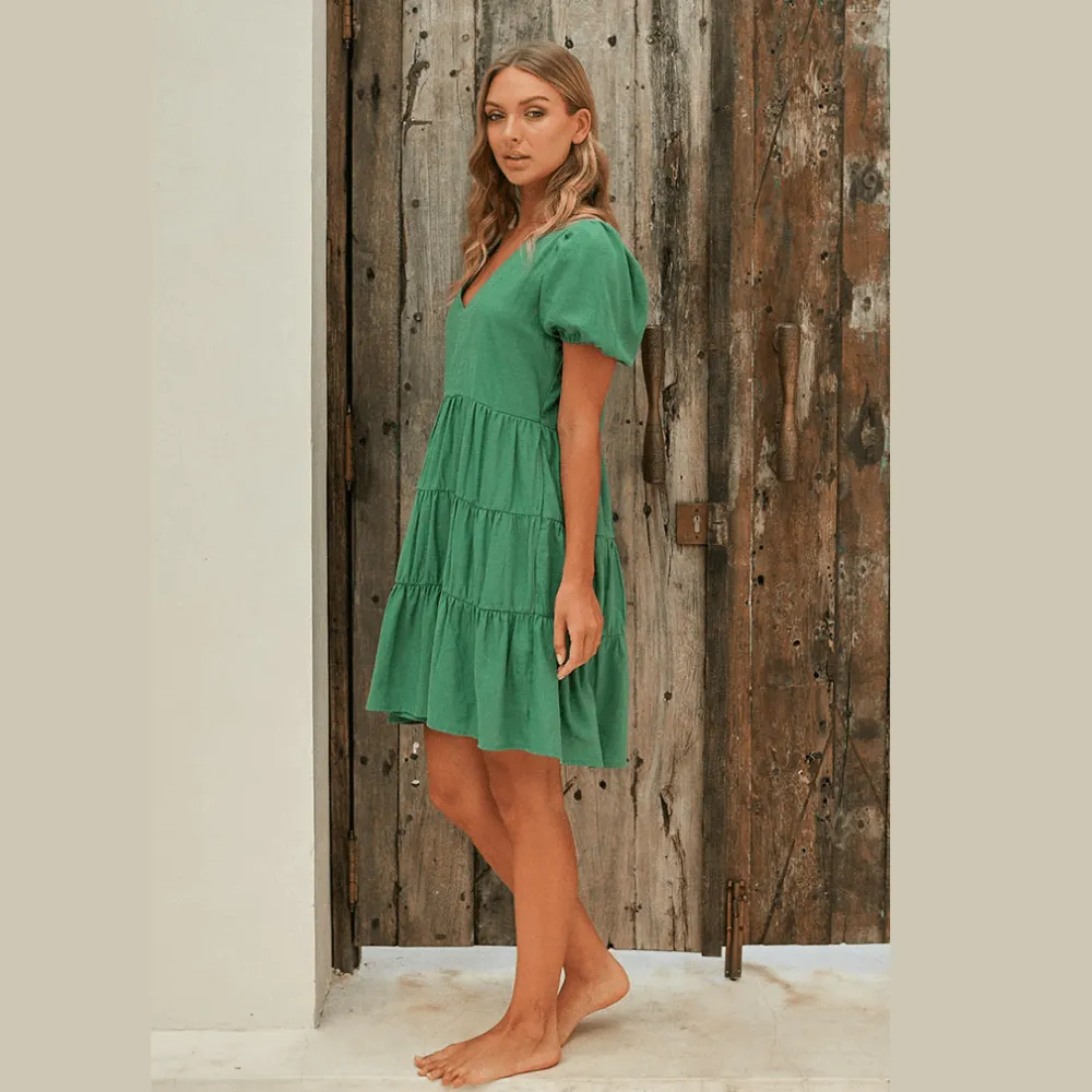Buddha Wear Bianca Green Mini Dress