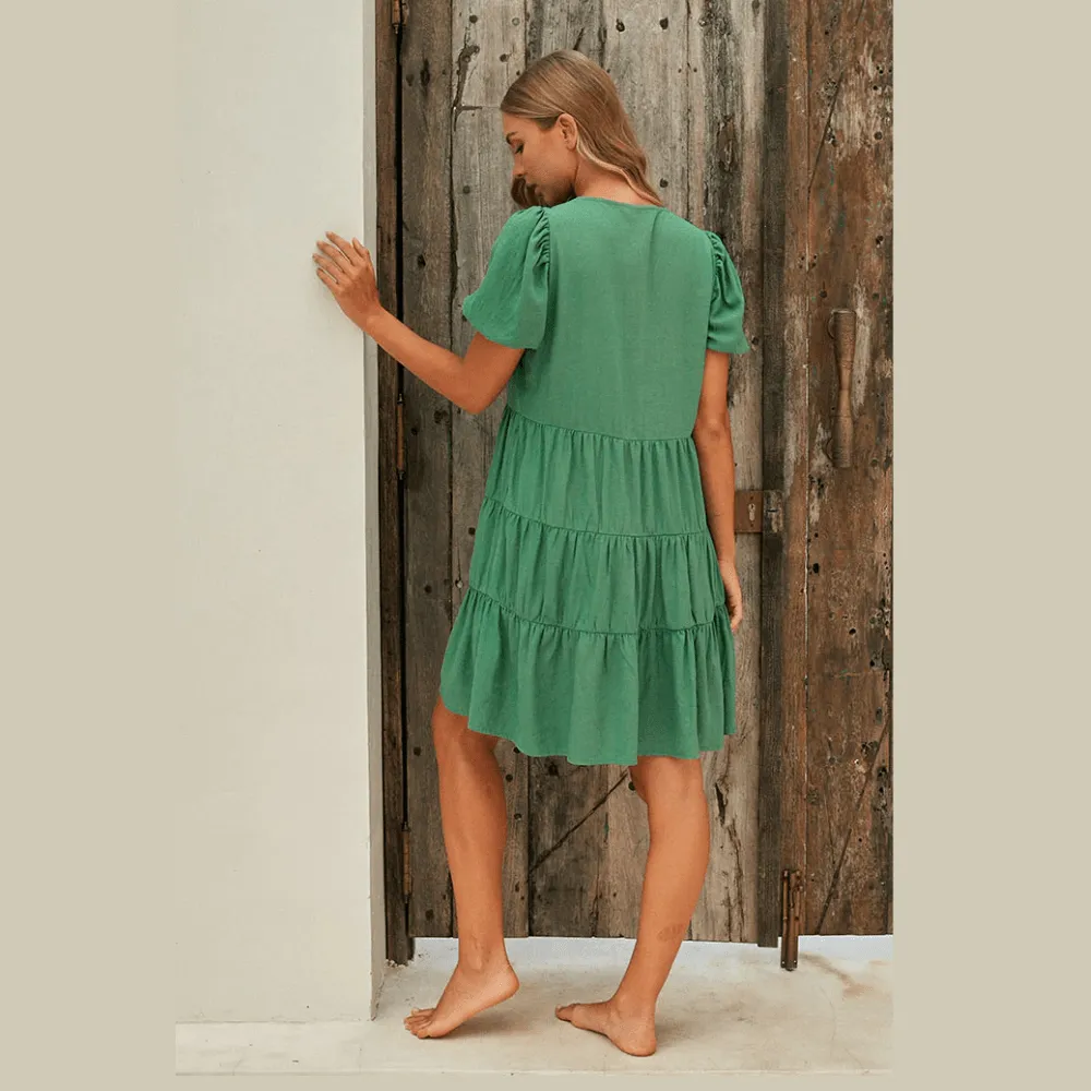 Buddha Wear Bianca Green Mini Dress